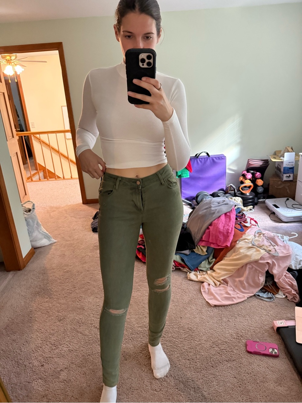 Old Navy Olive Green High-Rise Skinny Jeans for Women (8 TALLS)